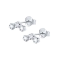 Orecchini a lobo a stella in argento 925 con tre pietre di zirconia cubica brillanti - Argento 925 / Oro Bianco