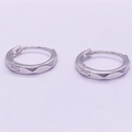 Orecchini a cerchio in argento sterling S925 con design geometrico a rombi testurizzati - Argento 925 / Oro Bianco