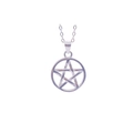 Collana con ciondolo pentagramma in argento S925, cornice tonda e catena sottile - Solo Pendente (Senza Catena) / Platino
