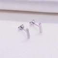 Minimalistische S925 Sterling Silber Stäbchen-Ohrstecker mit polierter Spiegeloberfläche - Platin