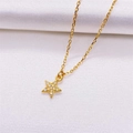 Elegante collar de estrella en plata S925 dorada con colgante de diamantes brillantes - Plata de Ley S925 Completa / Dorado