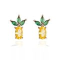 Elegant pineapple stud earrings with yellow and green gemstones in rose gold plating - 925 Silver / Gold