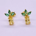S925 Sterling Silber Ananas Ohrstecker mit grünen und gelben Edelsteinen - Vollständiges S925 Sterling Silber / Gold