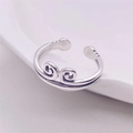 S925 sterling silver vintage monkey king crown open ring with cloud pattern detail - Adjustable Open / Antique Silver