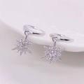 Elegante S925 sterling zilveren ster oorringen met sprankelende zirkonia bedeltjes - 925 zilver / Platina