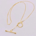 Collana in argento sterling S925 placcato oro con chiusura a levetta OT minimalista - Argento 925 / Oro