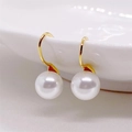 Klassische S925 Sterling Silber Perlenohrringe mit elegantem goldenem Fischhaken-Design - 925er Silber / Gold 8mm Künstliche Perle