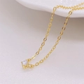 Minimalist S925 sterling silver gold necklace with sparkling round diamond pendant - Full S925 Sterling Silver / Gold White Zirconia