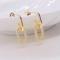 Elegant 18K gold-plated S925 sterling silver chain drop earrings with white zircon stones - Full S925 Sterling Silver / Gold
