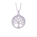 Élégant pendentif Arbre de Vie en argent S925 avec sertissage de cristaux brillants - Pendentif Uniquement (Sans Chaîne) / Argent