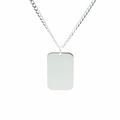Pendentif plaque rectangulaire en argent sterling S925 poli sur une fine chaîne argentée - Argent 925 / Argenté
