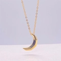 Collana a luna dorata con sfaccettature geometriche su una delicata catena sottile - Argento Sterling S925 Completo / Oro