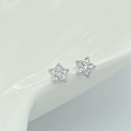 Pendientes de estrella en plata de ley S925 con pavé de cristales de circonita cúbica - Plata de Ley S925 Completa / Oro Blanco