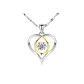 Elegante pendente a cuore in argento S925 con zircone cubico rotondo fluttuante - Ciondolo Solo (Senza Catena) / Oro + Oro bianco