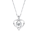 Dettaglio del ciondolo a doppio cuore in argento S925 con zircone cubico scintillante - Ciondolo Solo (Senza Catena) / Oro Bianco
