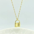 Collana con ciondolo a lucchetto minimalista in argento S925 placcato oro con catena ritorta - Argento Sterling S925 Completo / Ciondolo E Collana Oro