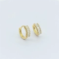 Orecchini a cerchio in argento sterling S925 dorati con zirconi rettangolari - Oro Zircone Bianco