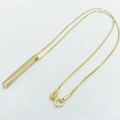 Minimalist S925 sterling silver necklace with a rectangular bar pendant and box chain - Full S925 Sterling Silver / Gold