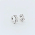 Orecchini a cerchio in argento S925 con zirconi rettangolari trasparenti incastonati - Platino Zircone Bianco