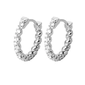 S925 Sterling Silber Creolen mit gedrehter Seilstruktur und funkelndem Zirkonia-Besatz - Vollständiges S925 Sterling Silber / Weißgold