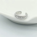 S925 Sterling Silber Ohrmanschette mit Zirkonia und Seiltextur in Silber-Finish - 925er Silber / Platin