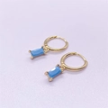Pendientes dorados con colgante rectangular azul cielo y engaste de cuatro garras firme - Plata de Ley S925 Completa / Color Dorado - Piedra Azul Turquesa