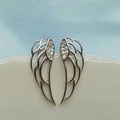 Sprankelende S925 sterling zilveren engelenvleugel oorknopjes met zirkonia kristallen - Volledig S925 Sterling Zilver / Witgoud