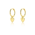 Pendientes de aro con corazón de plata S925 con acabado en oro de 18K pulido espejo - Plata 925 / Dorado