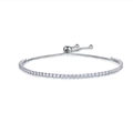 Verstellbares S925 Silber Tennisarmband mit funkelnden Zirkonia-Steinen für Damen - 925 Silber (2mm Stein) / Weißgold