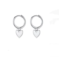Pendientes de aro con corazón en plata de ley S925 clásica con acabado pulido - Plata 925 / Oro Blanco