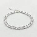 S925 sterling silver tennis bracelet featuring rectangular cubic zirconia stones with lobster clasp - 925 Silver White Diamond / Silver (2*4mm)