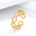 Minimalist gold plated 925 sterling silver hollow star open adjustable ring for women - One Size / Gold