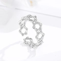 Polished silver cutout ring featuring interlocking Star of David pattern and open band - One Size / White Gold