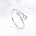 Minimalistischer S925 Sterlingsilber Ring mit geometrischem Kugel- und Kegel-Design - Einheitsgröße / 925 Silber Platinbeschichtet