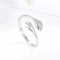 Minimalistischer S925 Silber Umarmungsring mit Händedesign und verstellbarem Band - Einheitsgröße / Weißgold
