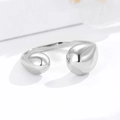 Minimalist 925 sterling silver open ring with polished water drop ends in silver finish - One Size / 925 Sterling Silver Plated Platinum