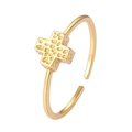 Verstellbarer 925er Sterlingsilber-Kreuzring in Gold mit Hammerschlag-Effekt - Gehämmertes Kreuz Offener Stil / Gold