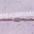 Bracciale occhio portafortuna oro rosa con zirconi blu e cristalli bianchi su pietra - Argento 925 / Oro rosa