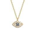 S925 Sterling Silber Evil Eye Halskette mit Goldbeschichtung und weißen Zirkonia-Steinen - 925er Silber / 18K Gold