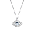 S925 Sterling Silber Böser Blick Anhänger Halskette mit Emaille und Zirkonia Besatz - 925er Silber / Weißgold
