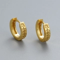 Eleganti orecchini a cerchio in argento S925 dorato con motivo a rilievo foglia vintage - Argento 925 / Oro