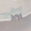 Boucles d'oreilles carrées élégantes en argent S925 serties de cristaux de zircone pavés - Argent 925 / Argenté