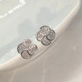 Elegantes pendientes de trébol en plata S925 con pavé de circonitas brillantes y finos - Plata 925 / Plateado