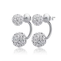 S925 sterling zilveren oorbellen met fonkelende zirkonia dubbele sneeuwballen - 925 zilver / 6--10mm