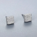 Orecchini a perno quadrati in argento S925 con zirconi e bordo martellato - Argento 925 / Argento