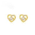 Elegantes pendientes de botón de plata s925 con forma de corazón y cristales finos - Plata 925 / Dorado