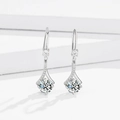 Pendientes largos de plata S925 con diseño de circonitas cruzadas y detalles florales - Plata 925 / Oro blanco