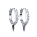 Orecchini a cerchio punk in argento S925 con diamanti e ciondoli a punta pendenti - Argento 925 / Argento