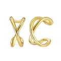 Pendientes ear cuff minimalistas de plata S925 en forma de X con baño de oro para mujer - 1 Pieza / Dorado