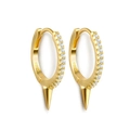 Orecchini a cerchio in argento S925 dorato con zirconi e ciondolo a punta - Argento 925 / Oro